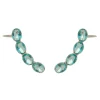 Brinco Ear Cuff Lilly Zircônia Oval Acqua Folheado em Ródio Branco