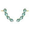 Brinco Ear Cuff Lilly Zircônia Oval Acqua Folheado a Ouro 18k