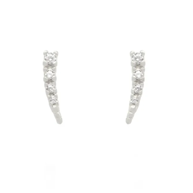 Brinco Ear Cuff Mini Ceci Zircônias Folheado em Ródio Branco