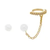 Brinco Ear Line Aline Pérola e Zircônia Cristal Folheado a Ouro 18k
