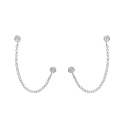 Brinco Ear Line Lyna Ponto de Luz Zircônias Folheado em Ródio Branco