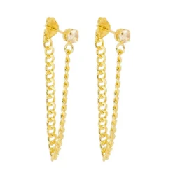 Brinco Ear Line Yara P Ponto de Luz Zircônia Folheado a Ouro 18k
