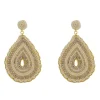 Brinco Gota Léah Miçangas Off White e Strass