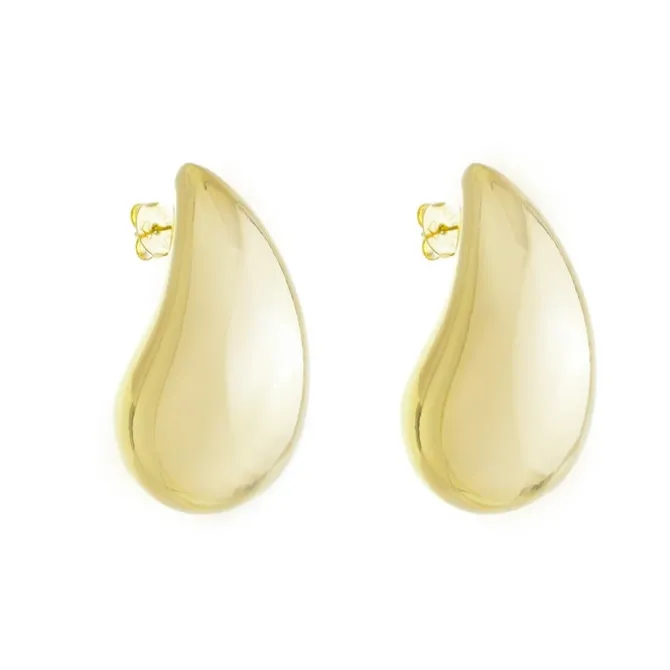 Brinco Hailey Gota Grande Folheado a Ouro 18k Piuka
