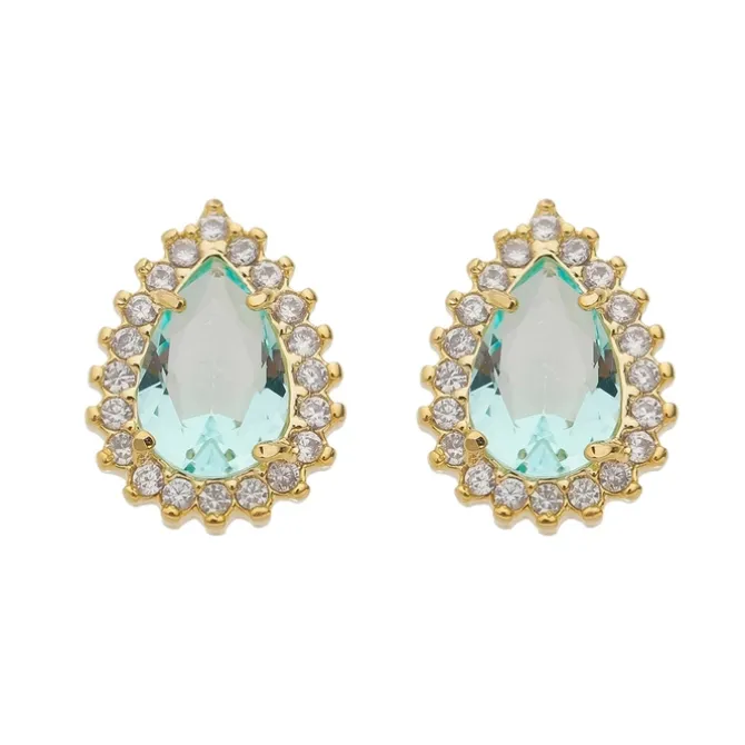 Brinco Maria Fernanda Gota Zircônia Acqua Folheado a Ouro 18k