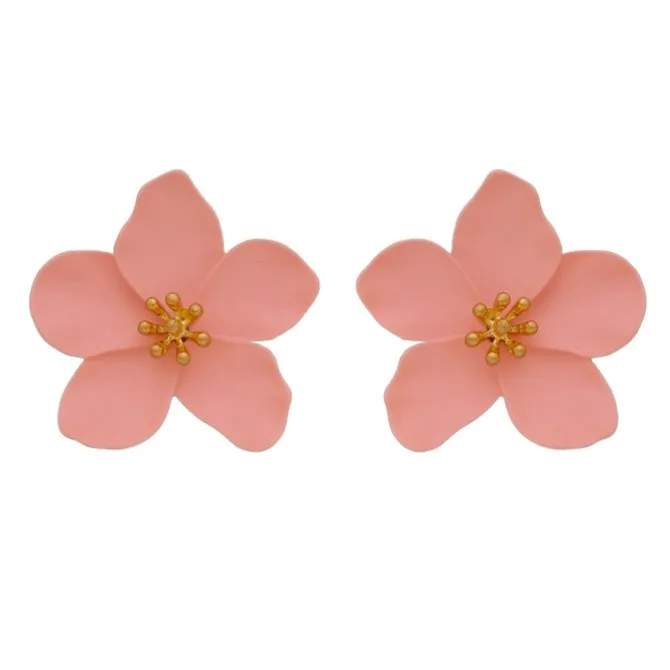Brinco Piuka Flor Jasmim Rosa