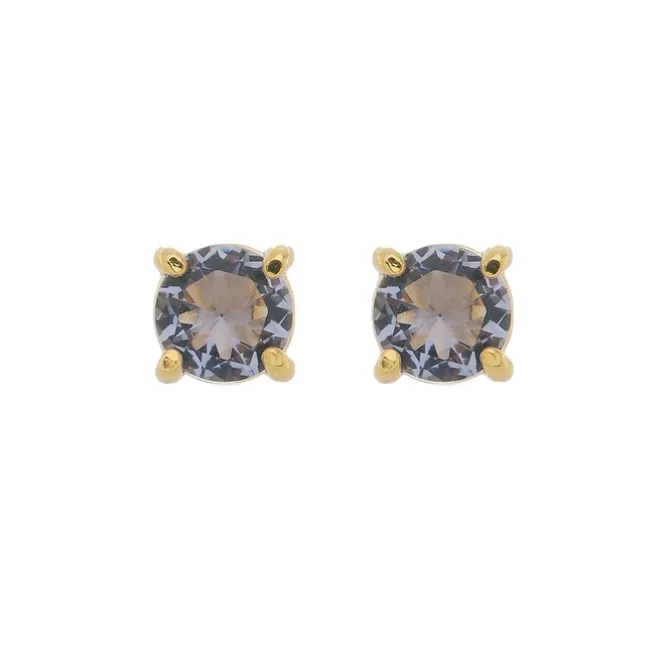 Brinco Ponto de Luz Annie M Zircônia Tanzanita Folheado a Ouro 18k