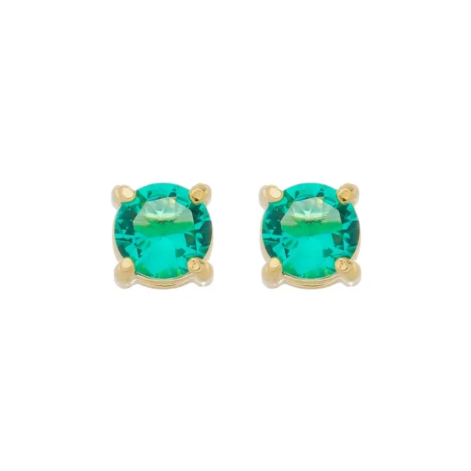 Brinco Ponto de Luz Annie M Zircônia Turmalina Folheado a Ouro 18k