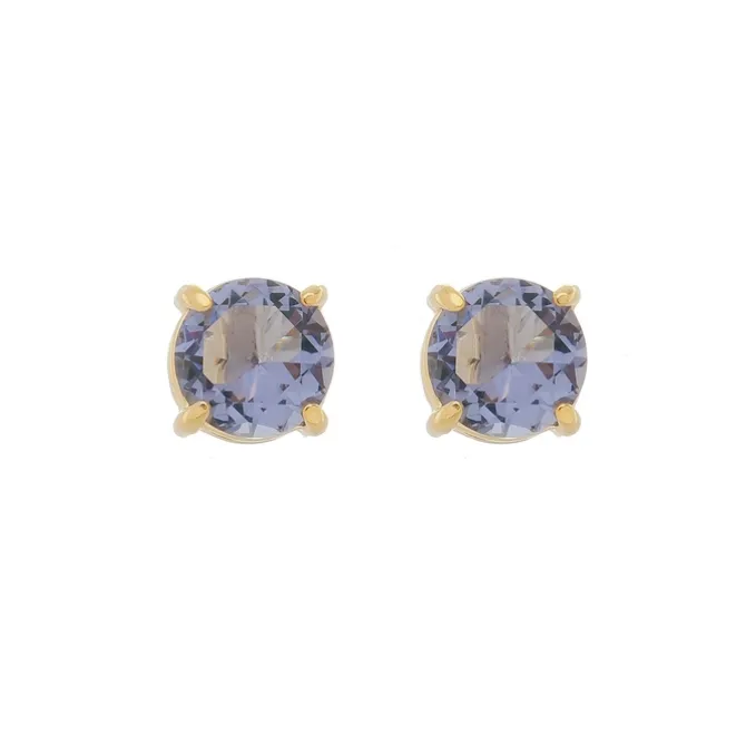 Brinco Ponto de Luz Annie G Zircônia Tanzanita Folheado a Ouro 18k