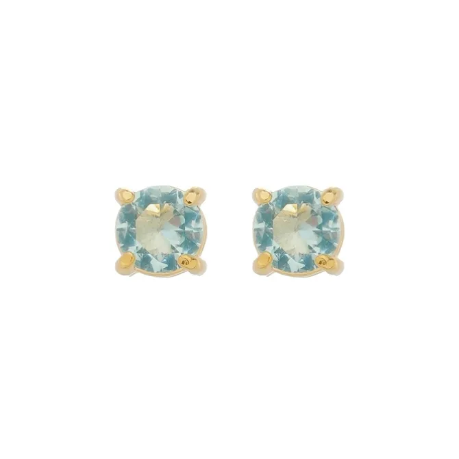 Brinco Ponto de Luz Annie M Zircônia Acqua Folheado a Ouro 18k