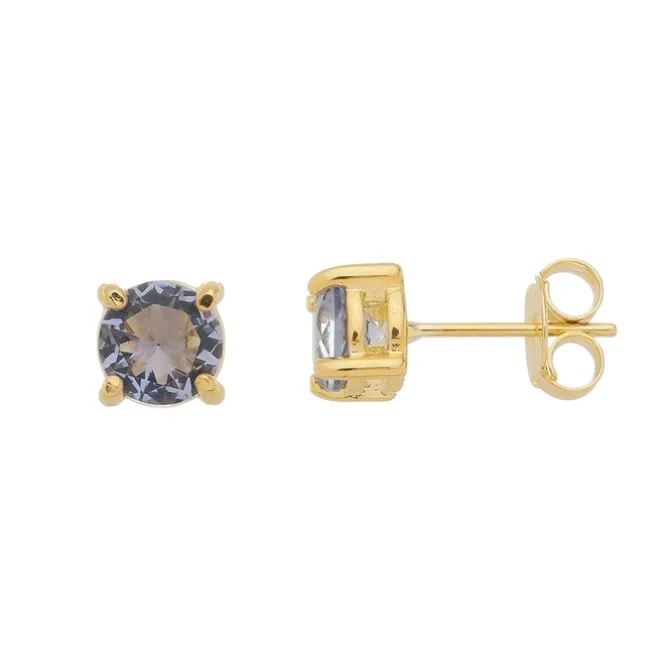 Brinco Ponto de Luz Annie P Zircônia Tanzanita Folheado a Ouro 18k