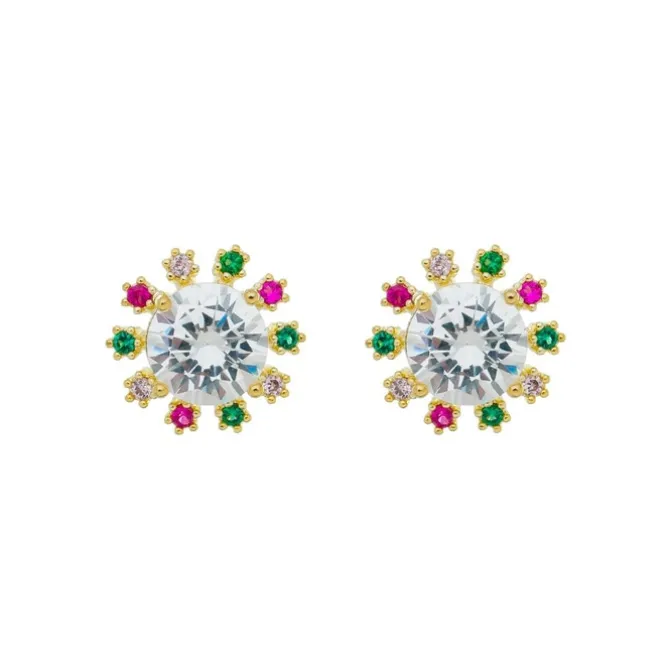 Brinco Ponto de Luz Deise Zircônia Cristal Folheado a Ouro 18k