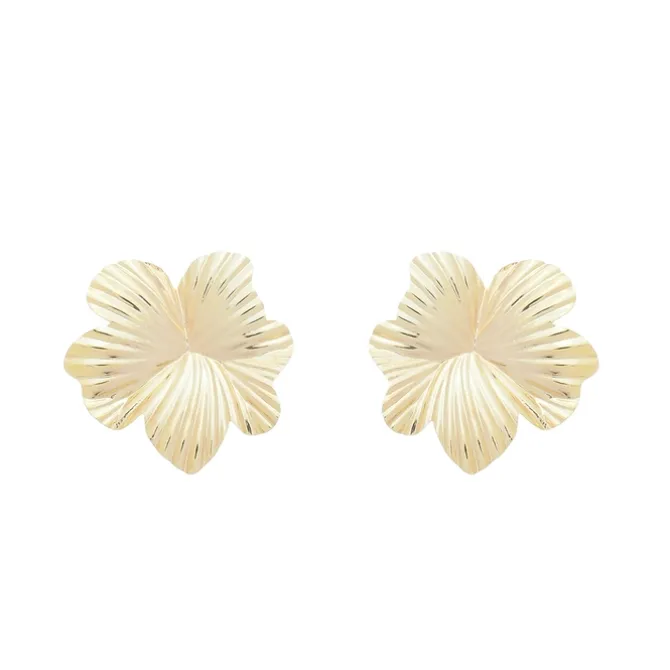 Brinco Raissa Matelado Flor Folheado a Ouro 18k