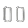Brinco Retangular Helena G Folheado em Ródio Branco
