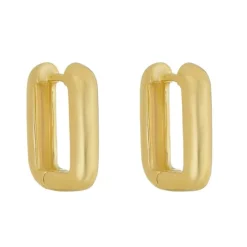 Brinco Retangular Helena Lisa M Folheado a Ouro 18k