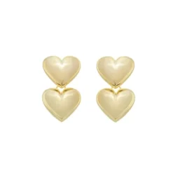 Brinco Sofia Coração Bold Duplo Folheado a Ouro 18k