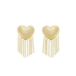 Brinco Sofia Coração Bold Franjas Folheado a Ouro 18k