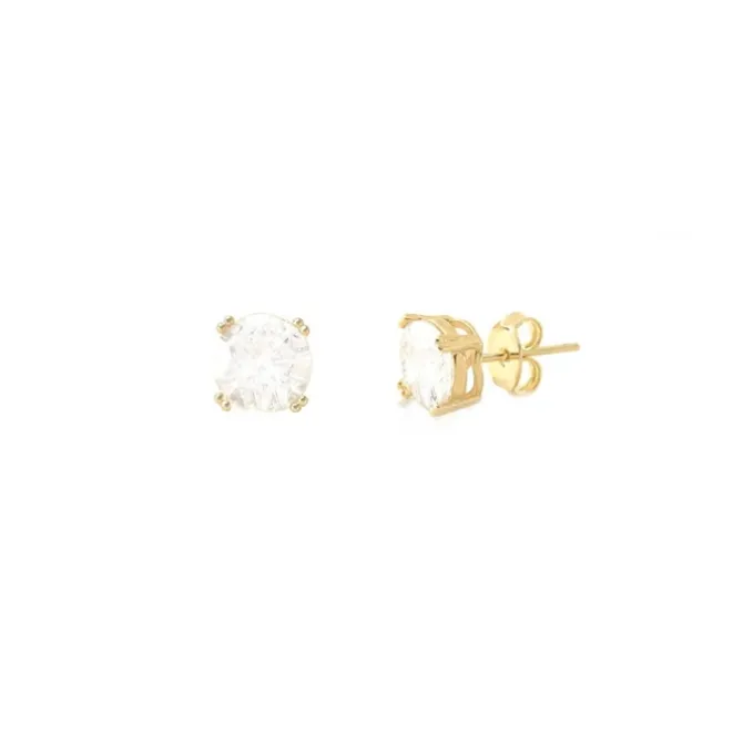 Brinco Solitário Ponto de Luz Catherine G Zircônia Folheado a Ouro 18k