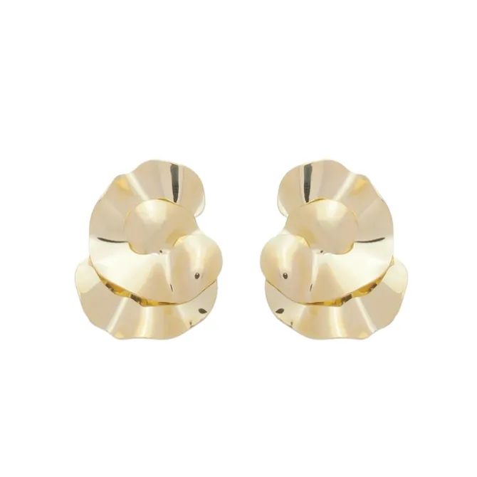 Brinco Thais Matelado Redondo Folheado a Ouro 18k