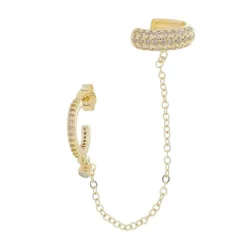 Brinco Unitário Ear Line Isis Argolinha Piercing Zircônias Folheado a Ouro 18k