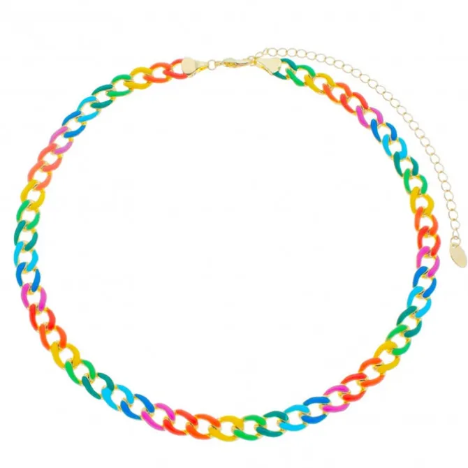 Choker de Elos Raiza Colorida Folheada a Ouro 18k