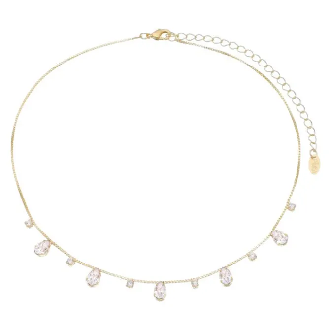 Choker Dhil Gotas Zircônias Cristal Folheada a Ouro 18k