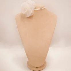 Choker Flor de Pescoço Voal Off White