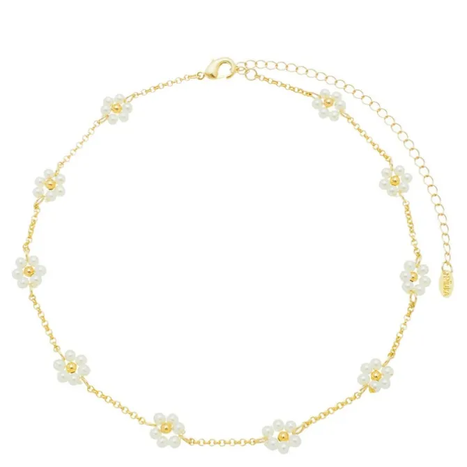 Choker Flor Mini Pérolas Folheado a Ouro 18k Alice