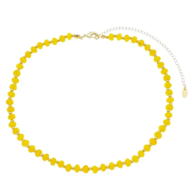 Choker Georgina Pedras Naturais Jade Rondel Amarela