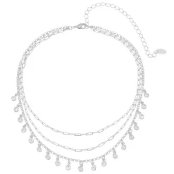 Choker Piuka 3 Voltas Malu Zircônias Folheados em Ródio Branco
