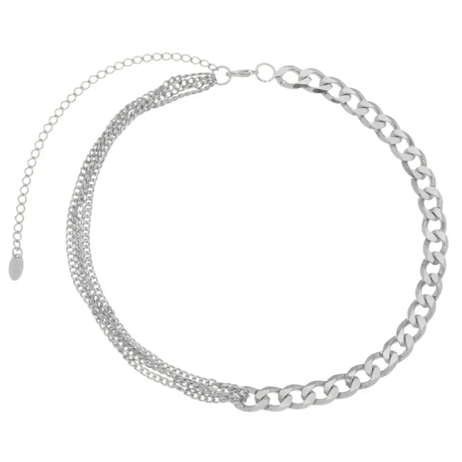Choker Piuka Billy Elos Grumet Folheado em Ródio Branco