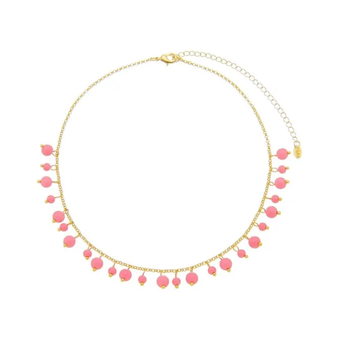 Choker Piuka Luara Murano Rosa Folheado a Ouro 18k