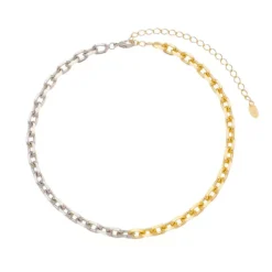 Choker Piuka Mônica Dua Elos Folheada a Ouro 18k e Folheada em Ródio Branco