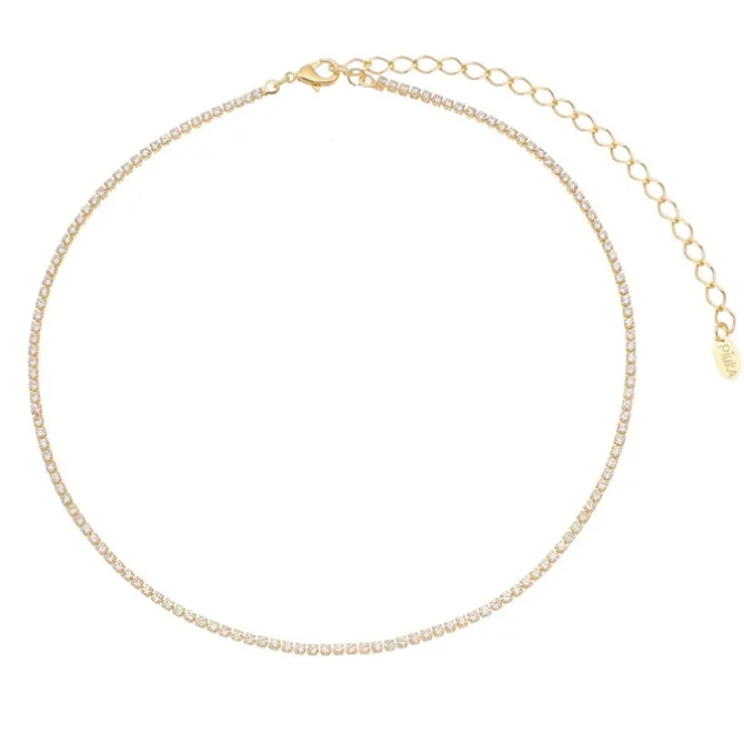 Choker Piuka Riviera Chiara Mini Zircônias Cristal Folheada a Ouro 18k