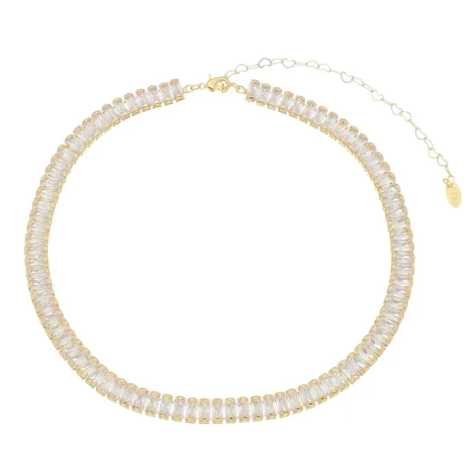 Choker Piuka Taylor Média Zircônias Baguete Cristal Folheada a Ouro 18k
