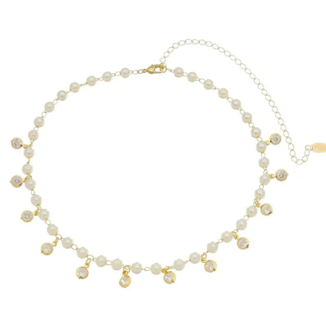 Choker Pérolas Zircônias Folheada a Ouro 18k Nah