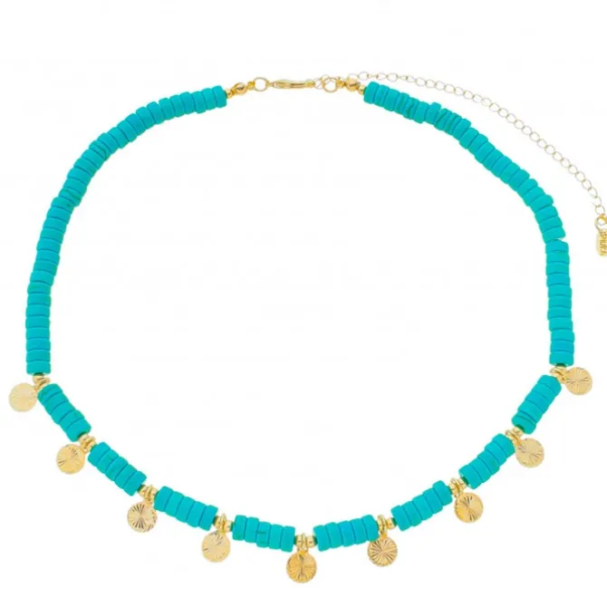 Choker Rebeca Mini Medalhas Howlita Turquesa