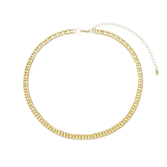 Choker Serena Elos Malha Larga Folheada à Ouro 18k.