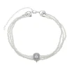 Choker Tripla Isabella Pérolas Zircônias Folheada em Ródio Branco