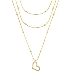 Colar 3 Voltas Larissa Coração Zircônias Folheado a Ouro 18k