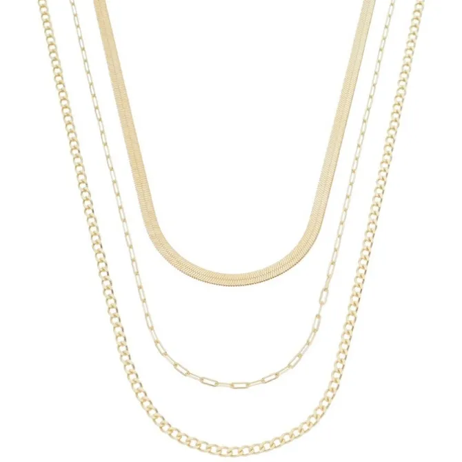 Colar 3 Voltas Mariah Malha e Elos Folheado a Ouro 18k