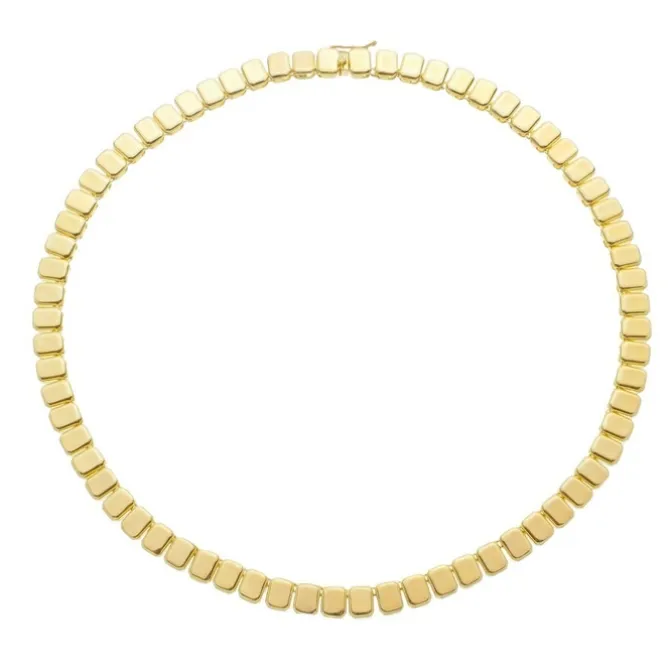 Colar Catarina Malha Metal Folheado a Ouro 18k