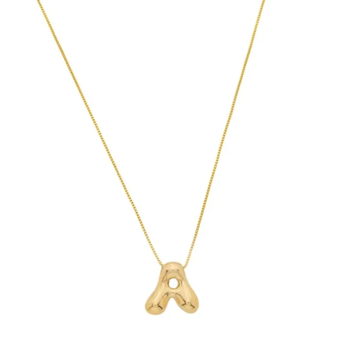 Colar Com Letra Inicial Bold Folheado a Ouro 18K