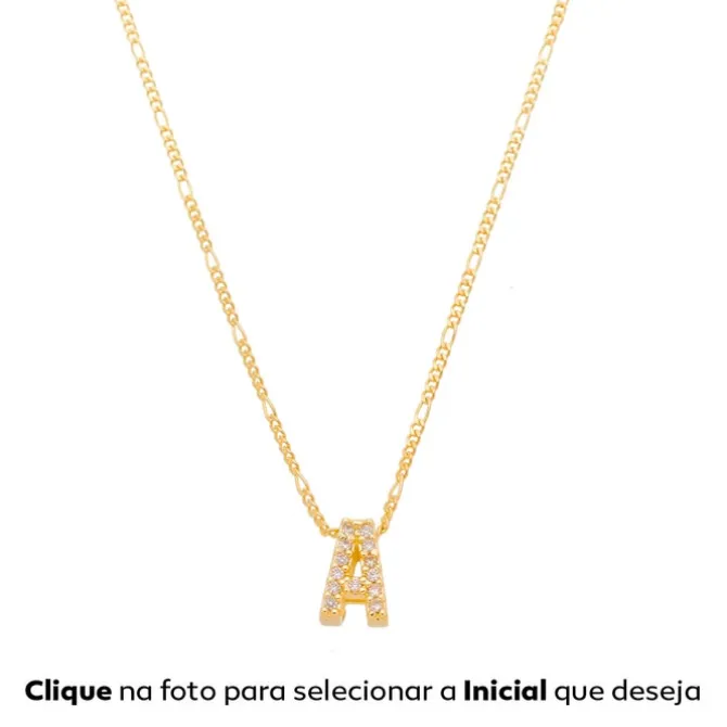 Colar Com Letra Inicial Folheado a Ouro 18k