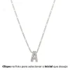 Colar Com Letra Inicial Folheado em Ródio Branco