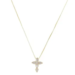Colar Cruz Zircônias Folheado a Ouro 18k