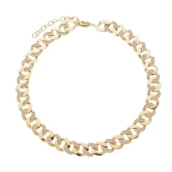 Colar Curto Alexia Elos Cravejados Zircônias Folheado a Ouro 18k
