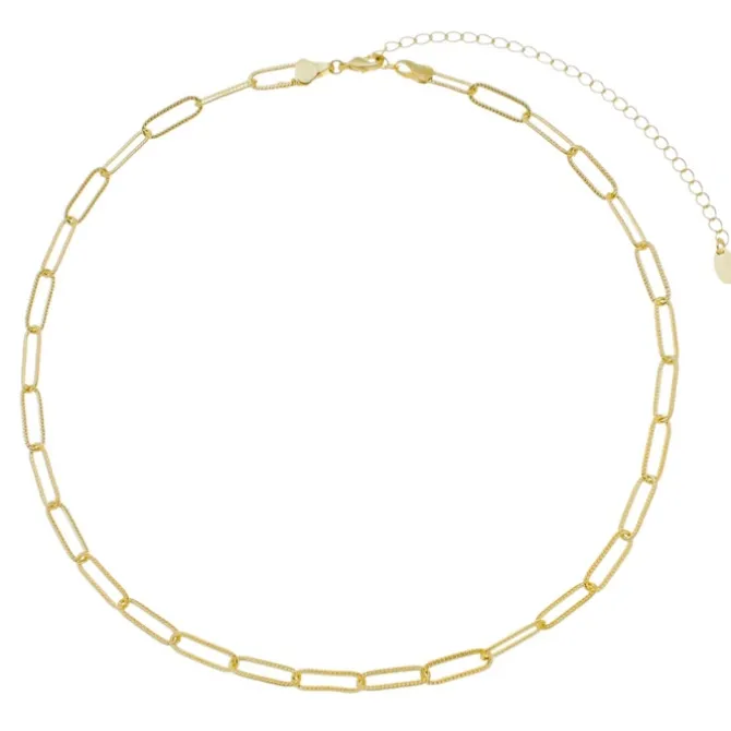 Colar Curto Lais Elos Texturizados Folheado a Ouro 18k