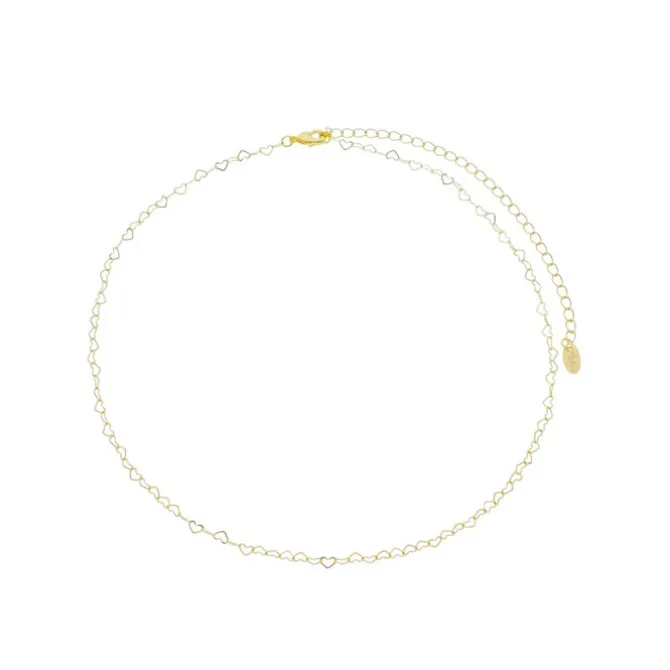 Colar Curto Mirela Mini Corações Folheado a Ouro 18k