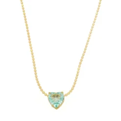 Colar de Coração Maria Antônia Zircônia Acqua Folheado a Ouro 18k